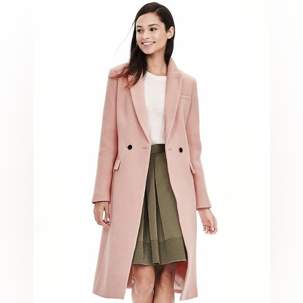 Banana Republic Blush Pink Double Breasted Wool Blend Coat (Size XS)